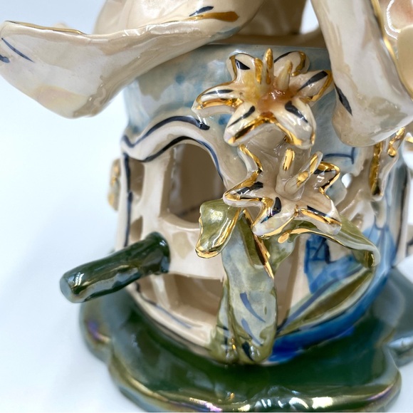 2002 Blue Sky Clayworks Fairy Lily Flower Birdhouse Tea Light Candle Holder - Picture 3 of 12